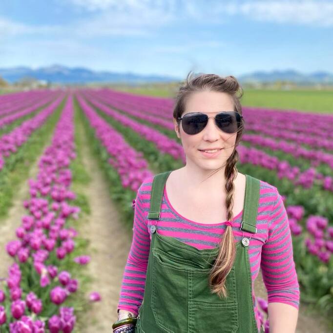 Photo of me enjoying the Skagit Valley Tulip Festival.